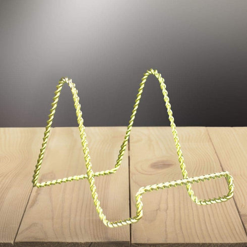 BANBERRY DESIGNS Wire Easel Display Stand, Twisted Brass Metal, 3 Inch, Pack of 6, Craft Accessory for Small Books or