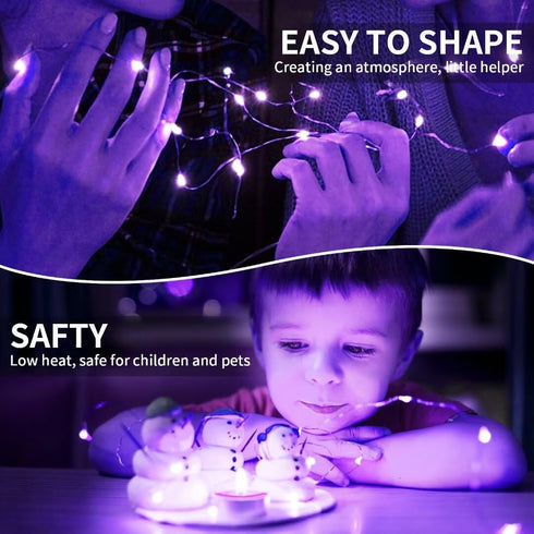 pozzolanas 24 Pack 3 7FT 20 (24, Purple Fairy Lights Battery Operated Modes LED Waterproof String Lights Twinkle Silver
