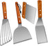 Metal Spatulas Set, Stainless Steel Fish Turner for Cooking, BBQ Grill Griddle Spatula with Wood Handle