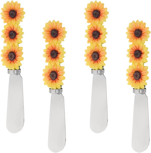 Supreme Housewares Sunflower Cheese Spreaders, Set of 4, Hand-Painted Resin Handles