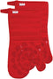 T-FAL 2-Pack Medallion Design Oven Mitt, 100% Cotton and Silicone, Heat-Resistant Grip, Red