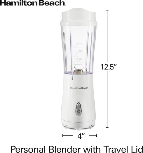 Hamilton Beach Portable Blender for Shakes and Smoothies, 14 Oz BPA Free Travel Cup, White (51101V)