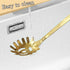ReaNea Gold Spaghetti Spoon, Pasta Server, Stainless Steel Pasta Spoon with Teeth, One-Piece Metal Pasta Fork, Noddle