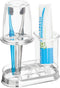 mDesign Plastic Toothpaste and Toothbrush Holder Center with Cup/Cover - Organizer for