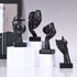 4 Set PCS Black Thinker Statue Abstract Sculptures Home Decor for Bookshelf, Office, TV Stand Knick Knacks See No Evil