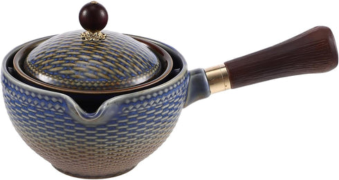 Hemoton Ceramic Teapot with Infuser, Vintage 360 Rotation Tea Maker with Side Handle for Loose Tea 7OZ/170ml