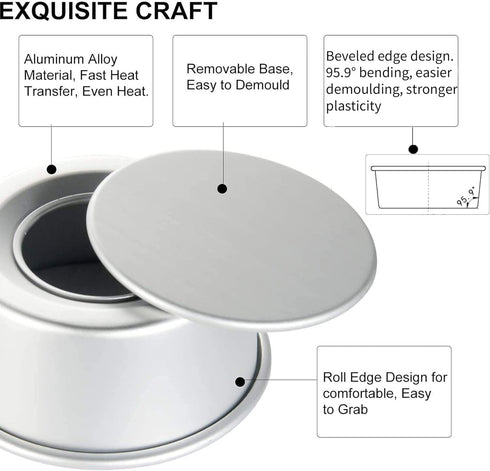 EXGOX 2 Pack 8-Inch Non-Stick Deep Aluminum Round Cake Pan with Removable Bottom for Baking (4 inch)
