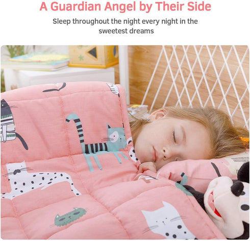 Mr. Sandman Weighted Blanket, 3 Pounds Washable, Best for 20-40lb, Breathable Cotton Heavy Blanket, Cute Cat