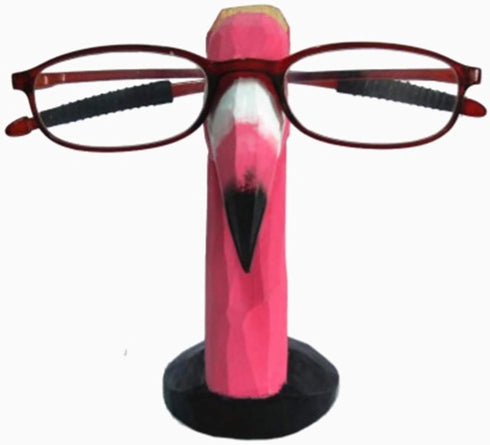 TANG SONG Handmade Wood Hand Carved Flamingo Eyeglass Holder for Office Desk Decor Gifts