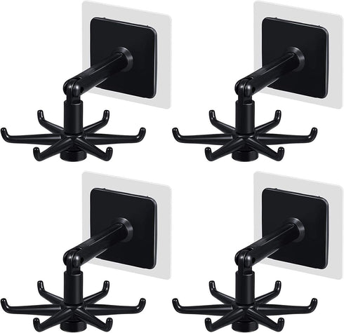 Hanging Utensil Holder Hooks, 360 Degrees Rotating Wall Mount Utensil Rack with 6 Hooks for Kitchen