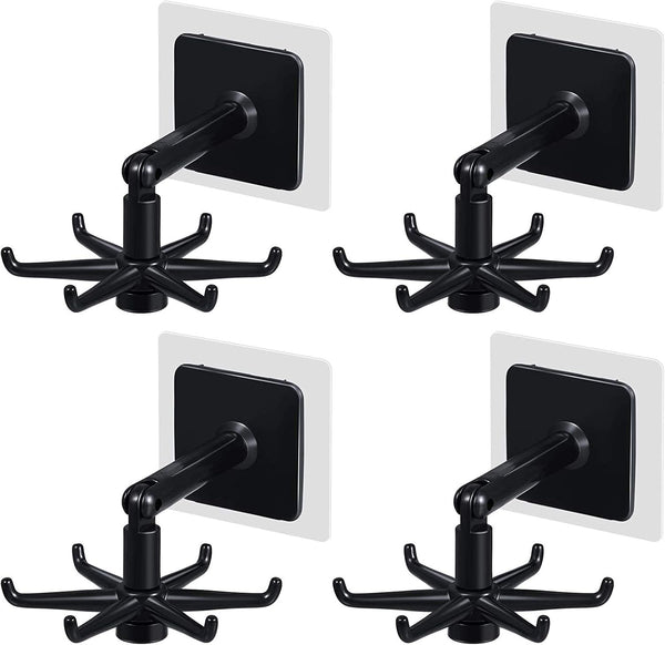 Hanging Utensil Holder Hooks, 360 Degrees Rotating Wall Mount Utensil Rack with 6 Hooks for Kitchen