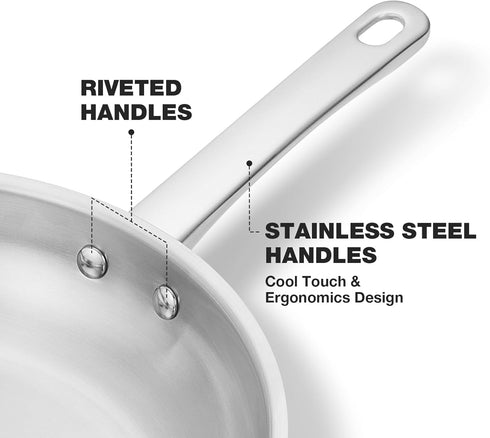 KOCH SYSTEME CS 10 Inch Stainless Steel Frying Pan, PFAS-Free, Induction Compatible with Stay-Cool Handle