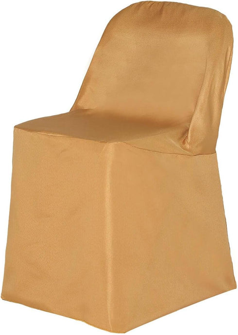 1 Set Efavormart Gold Linen Polyester Folding Chair Covers for Dining Chairs Party Wedding Banquet Outdoor Event