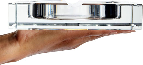 Juvale Glass Crystal Ashtray with 4 Slots for Cigars - Luxury Square Cigarette Holder for Home, Office, Desk (7 x 7 x