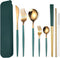 AARAINBOW 8 Pieces Stainless Steel Flatware Set, Portable Reusable Travel Utensils Including Knife, Fork, Spoon, Straws