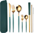 AARAINBOW 8 Pieces Stainless Steel Flatware Set, Portable Reusable Travel Utensils Including Knife, Fork, Spoon, Straws