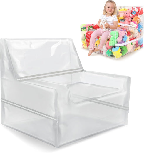 25-inch Clear Bean Bag Chair Cover (No Filler) for Stuffed Animal Storage,