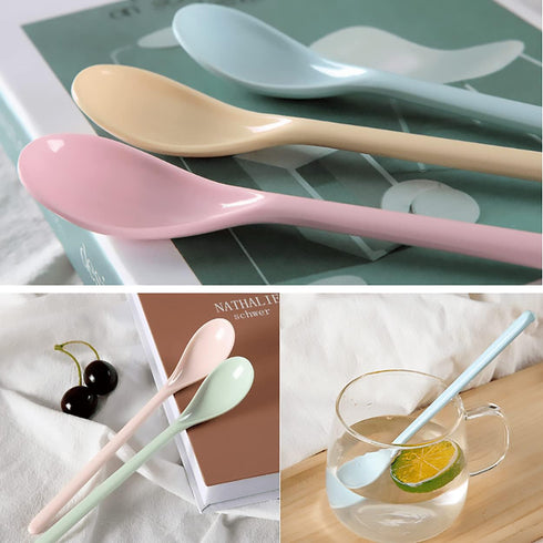 5Pcs Melamine Long Handle Mixing Spoon, 7.2 Inch, Colorful Plastic Coffee Spoons for Latte Machiatto, Tall Iced Tea,