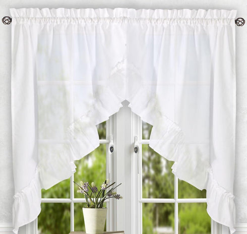 Ellis Curtain Stacey Sheer Balloon Valance, 60" x 15", White