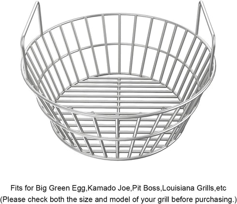 14 inch Stainless Charcoal Basket for Large Big Green Egg Grill, Charcoal Grill Ash Basket fits Kamado Joe Classic, BGE