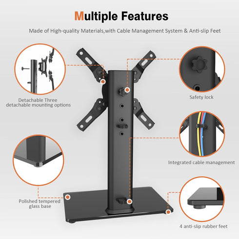 Hemudu 13 39 inch 100 4 88lbs, HT07B-002 Universal Swivel TV Stand/Base Table Top TV Stand for to TVs with Degree