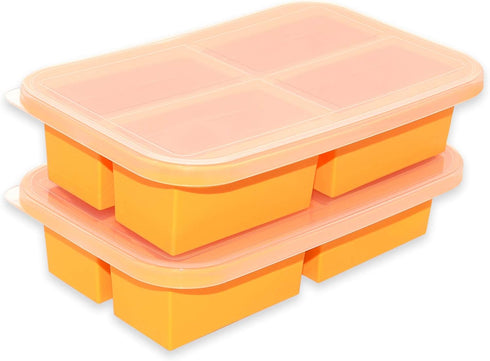 Bangp 1-Cup Silicone Freezer Trays with Lid, 2 Pack Easy-Release Containers for Soup, Broth, Sauce, Leftovers