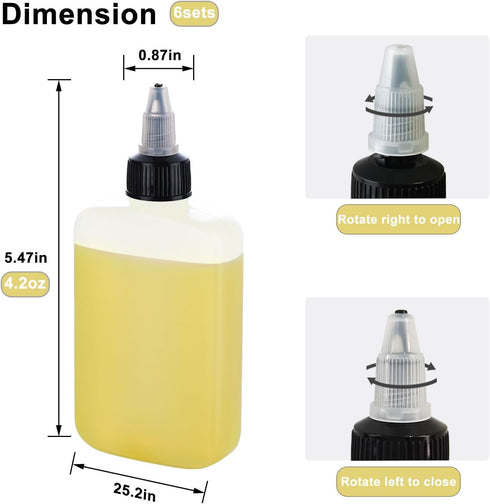 6 Pack Mini Squeeze Bottles for Liquids, 4oz Mini Oil Bottles, Leak Proof Small Liquid Containers for Camping Kitchen