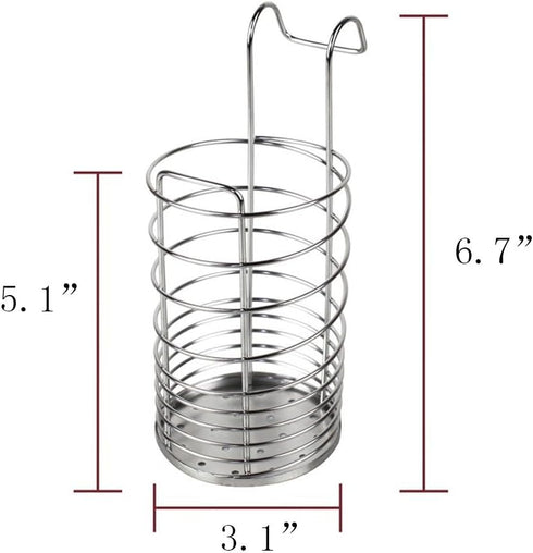 304 Stainless Steel Utensil Drying Rack/Drainer Basket for Chopsticks, Spoon, Fork, Knife Storage (Round)