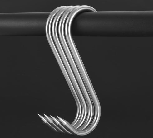 Meat Hook, 8 Inch Heavy Duty S-Hooks, Stainless Steel Butcher Hooks for Meat Processing