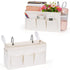Bedside Caddy Organizer with Fixed Straps and Water Bottle Holder, 2pcs White for Home, College Dorm, Bunk Bed