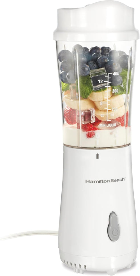 Hamilton Beach Portable Blender for Shakes and Smoothies, 14 Oz BPA Free Travel Cup, White (51101V)