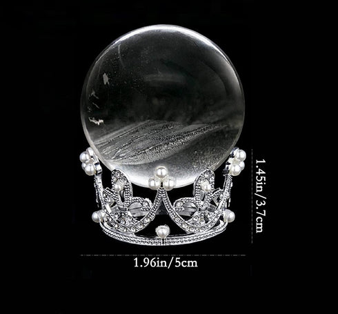DHinkyoung 2 Pack Metal Sphere Stands, Silver Crystal Base Display Stand, Crown Egg Holders for Crystal Ball, Amethyst