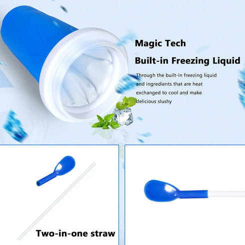 TIK TOK Slushy Cup - Frozen Magic Squeeze Cup, Ice Cream Maker Cup, DIY Cool Gadgets with Lid & Straw (GREEN)
