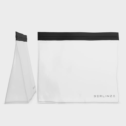 BERLINZO Reusable Ice Storage Bag, Freezer Safe Leak Proof Silicone Lunch Bag for Ice and Food Storage, 2 Pack