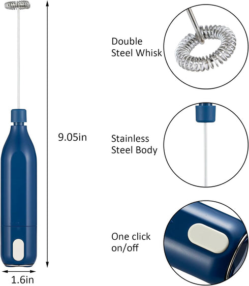 Handheld Electric Milk Frothers, Battery Operated Mini Smoothie Blender for Coffee, Whipping, Cappuccino, Latte, Hot