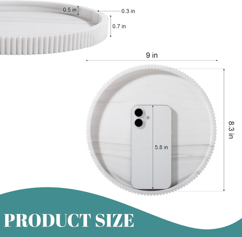 Counter 9 Inch, Silicone Bathroom Tray Round Kitchen Organizer Decorative Vanity Accessories Coffee Table Decor