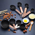 Measuring Cup and Spoon Set, 8PCS Liquid or Dry Measuring Cups with Stainless Steel Handle, Nesting Kitchen Tool (Black)