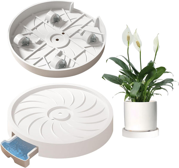 MCleanPin 2 Pack Plant Caddy with Hidden Wheels, 11" Heavy Duty Rolling