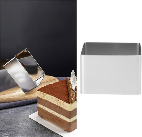 UPKOCH 4" Square Mousse Mold, Stainless Steel Cake Ring for Tiramisu Cheesecake, Dishwasher-Safe