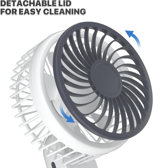 Mollie 3-Inch Mini USB Rechargeable Portable Handheld Fan, 3-Speeds Battery Operated for Travel, Camping, Office, Home