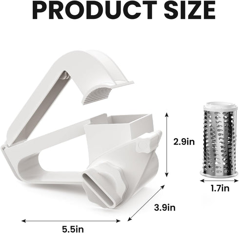 NEZUIBAN Cheese Grater with Handle, Rotary Cheese Grater,Vegetable, Chocolate, Hard Cheese & Nut Grater,White