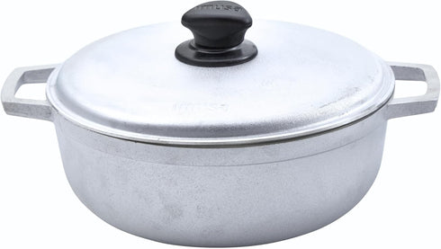 IMUSA 2.6 Quart Traditional Caldero with Lid, Silver, Made in Colombia