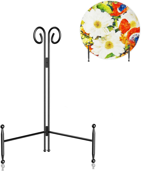 10 Inch Black Plate Stand for Display, Easel Holder for Art, Photos, Cards, 10 Inch, 1-Pack
