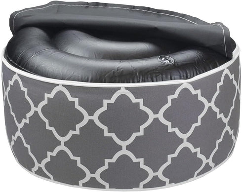 D20 xH9, Outdoor/Indoor Inflatable Ottoman Pouf All Weather Round Footstool with Handle, Water Repellent Portable