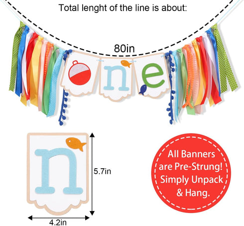 1st Ofishally One Ribbons High Chair Banner - Big One Birthday epidemics Decor, First Smash Baby Showers, Under the Sea