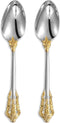KEAWELL 2-Piece Large Serving Spoon, 18/10 Stainless Steel, Fine Sturdy Tablespoon, Dishwasher Safe, 9.4" (Gold Accent)