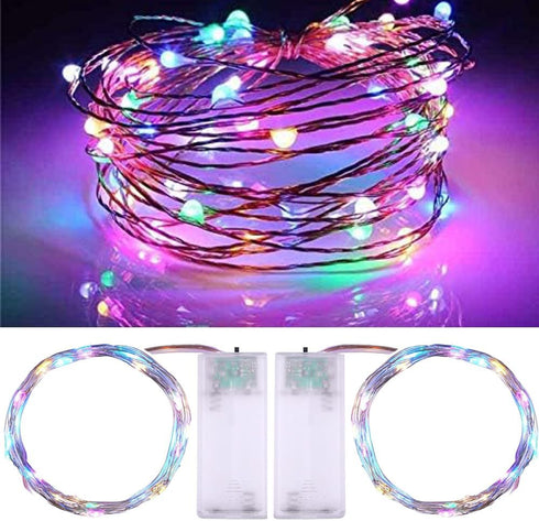 Waterproof LED String Lights, 2 Pack 20ft 60 LED Festival Decorations, Battery Powered Copper Wire Fairy Lights