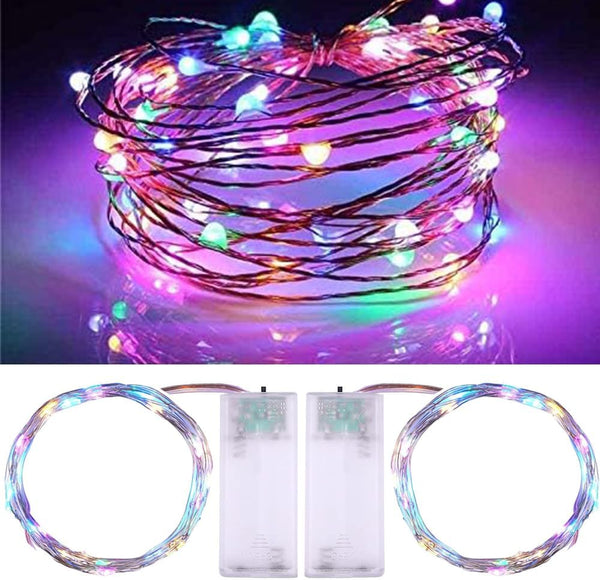 Waterproof LED String Lights, 2 Pack 20ft 60 LED Festival Decorations, Battery Powered Copper Wire Fairy Lights