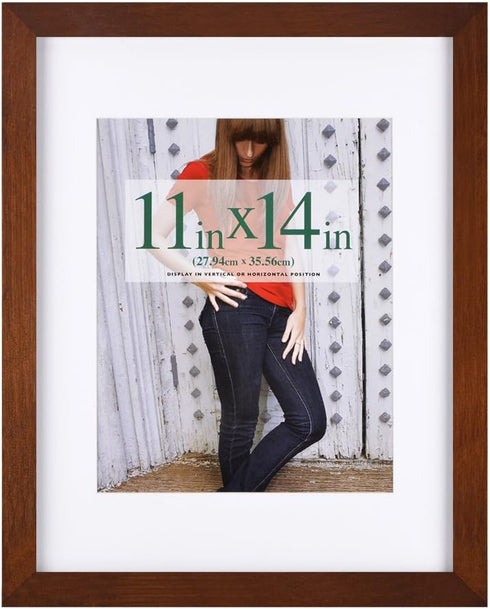 RPJC 11x14 Picture Frames - Solid Wood with High Definition Glass for 8x10 or 11x14 Photos