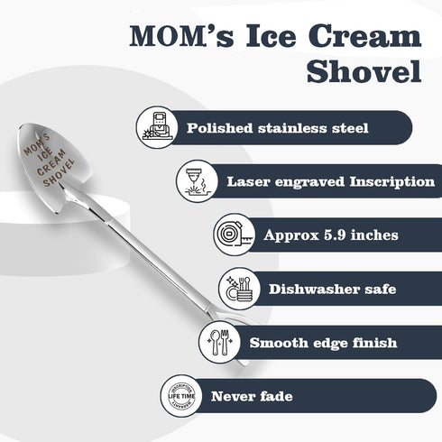stormroo Gifts for Mom mother's day gifts Ice Cream Spoon Scoop for Ice Cream Lovers, Gifts for Women Funny Engraved